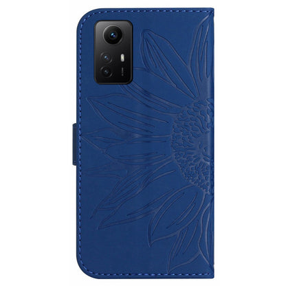 HT04 For Xiaomi Redmi Note 12S 4G Leather Stand Wallet Cover Sunflower Imprinted Phone Case with Shoulder Strap