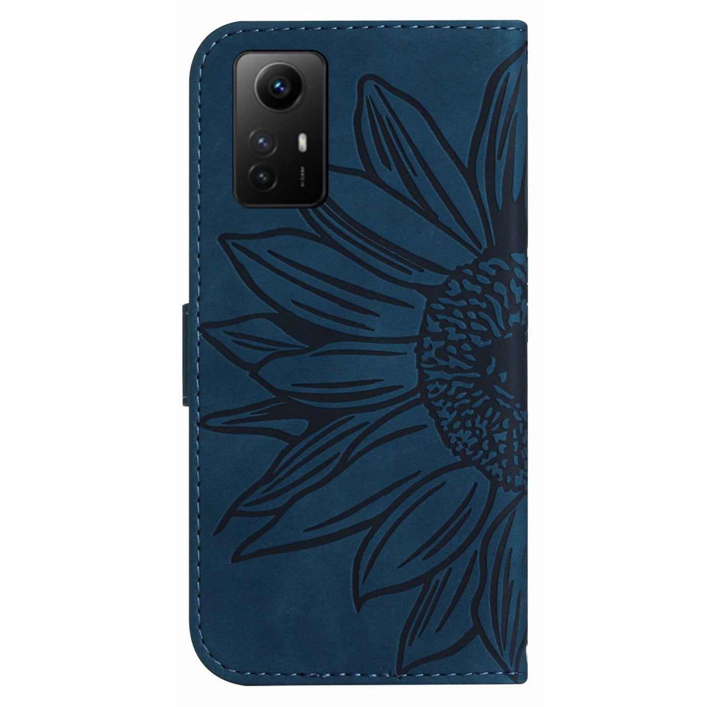 HT04 For Xiaomi Redmi Note 12S 4G Leather Stand Wallet Cover Sunflower Imprinted Phone Case with Shoulder Strap