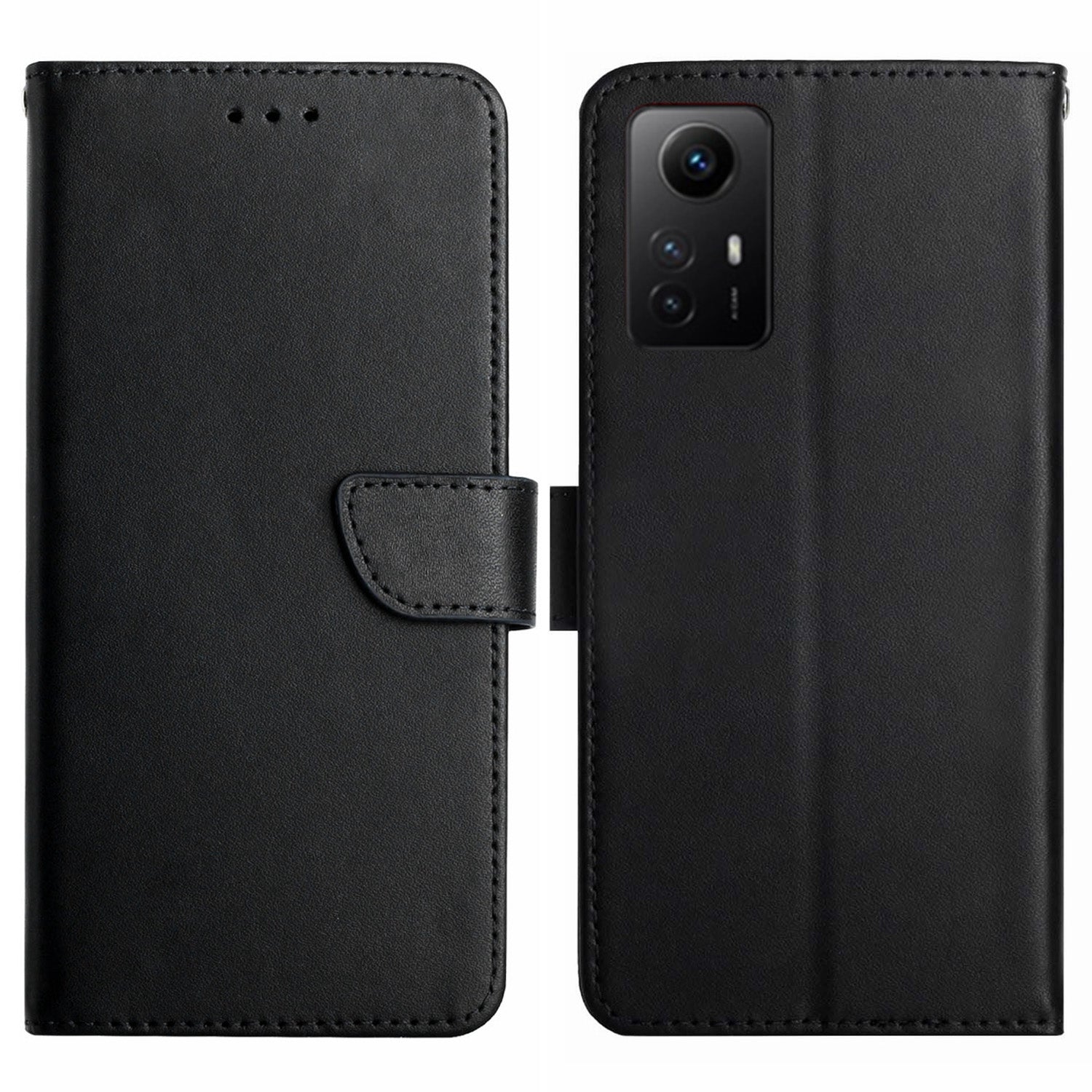 HT02 For Xiaomi Redmi Note 12S 4G Genuine Cow Leather Cover Nappa Texture Stand Wallet Phone Case