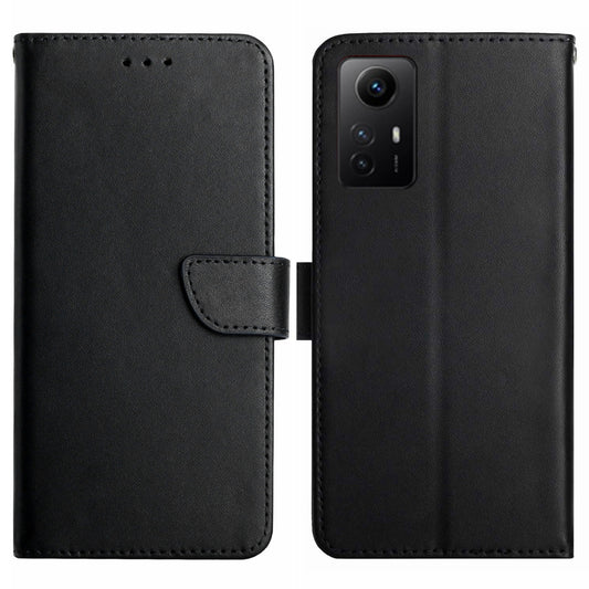 HT02 For Xiaomi Redmi Note 12S 4G Genuine Cow Leather Cover Nappa Texture Stand Wallet Phone Case