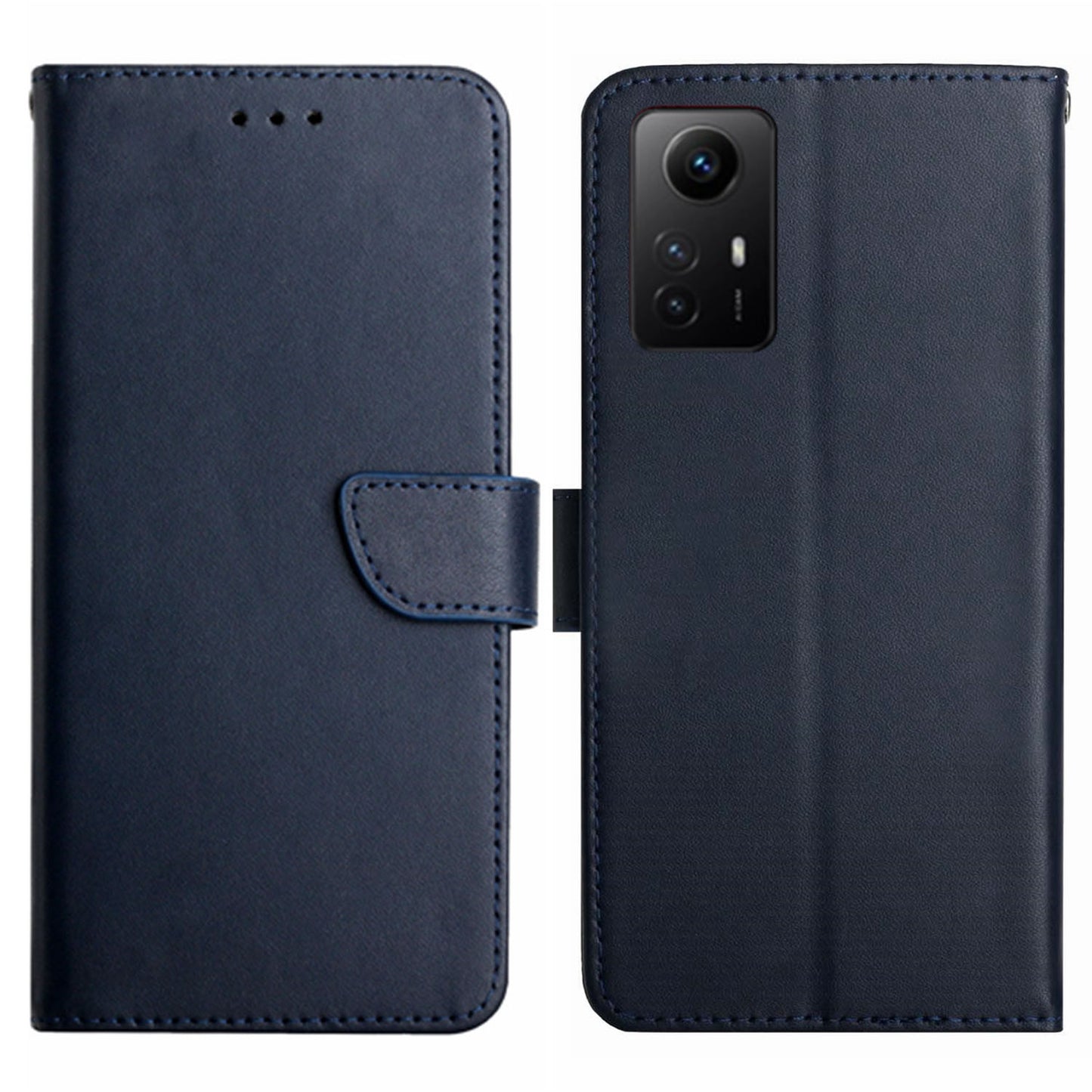 HT02 For Xiaomi Redmi Note 12S 4G Genuine Cow Leather Cover Nappa Texture Stand Wallet Phone Case