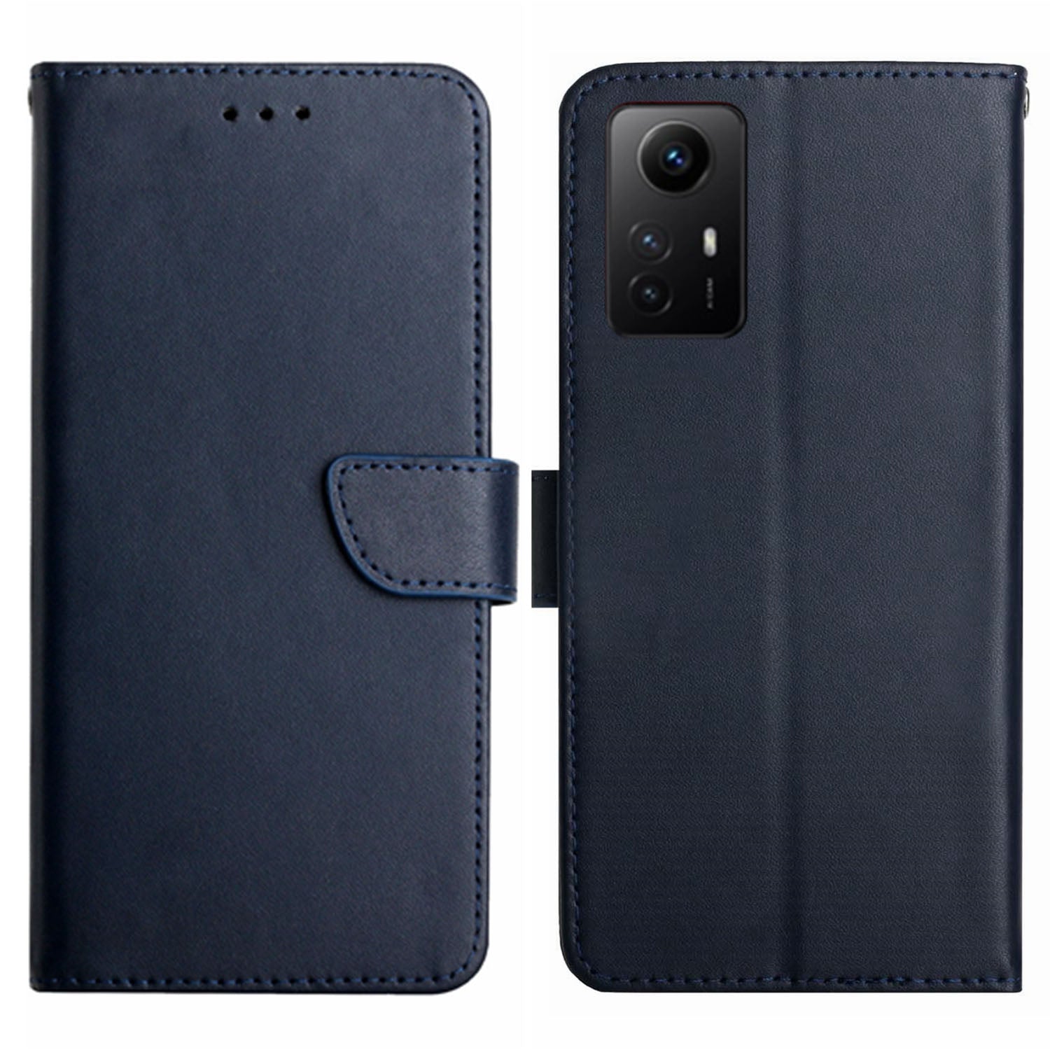 HT02 For Xiaomi Redmi Note 12S 4G Genuine Cow Leather Cover Nappa Texture Stand Wallet Phone Case
