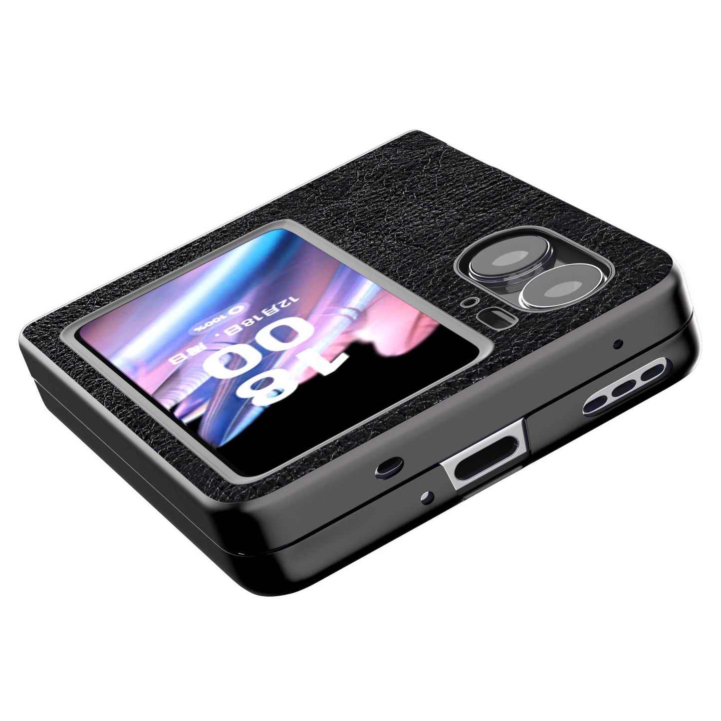 ABEEL For Oppo Find N2 Flip 5G Litchi Texture Protective Case PU Leather Coated PC Vintage Phone Cover