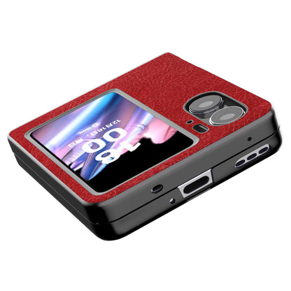 ABEEL For Oppo Find N2 Flip 5G Litchi Texture Protective Case PU Leather Coated PC Vintage Phone Cover