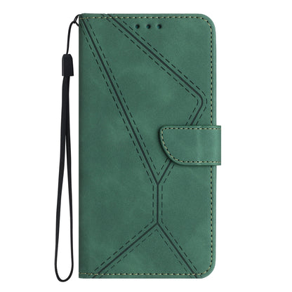 HT05 Flip Leather Cover for Oppo Reno10 Pro+ 5G , Skin-touch Feeling Stand Wallet Imprinted Line Phone Case