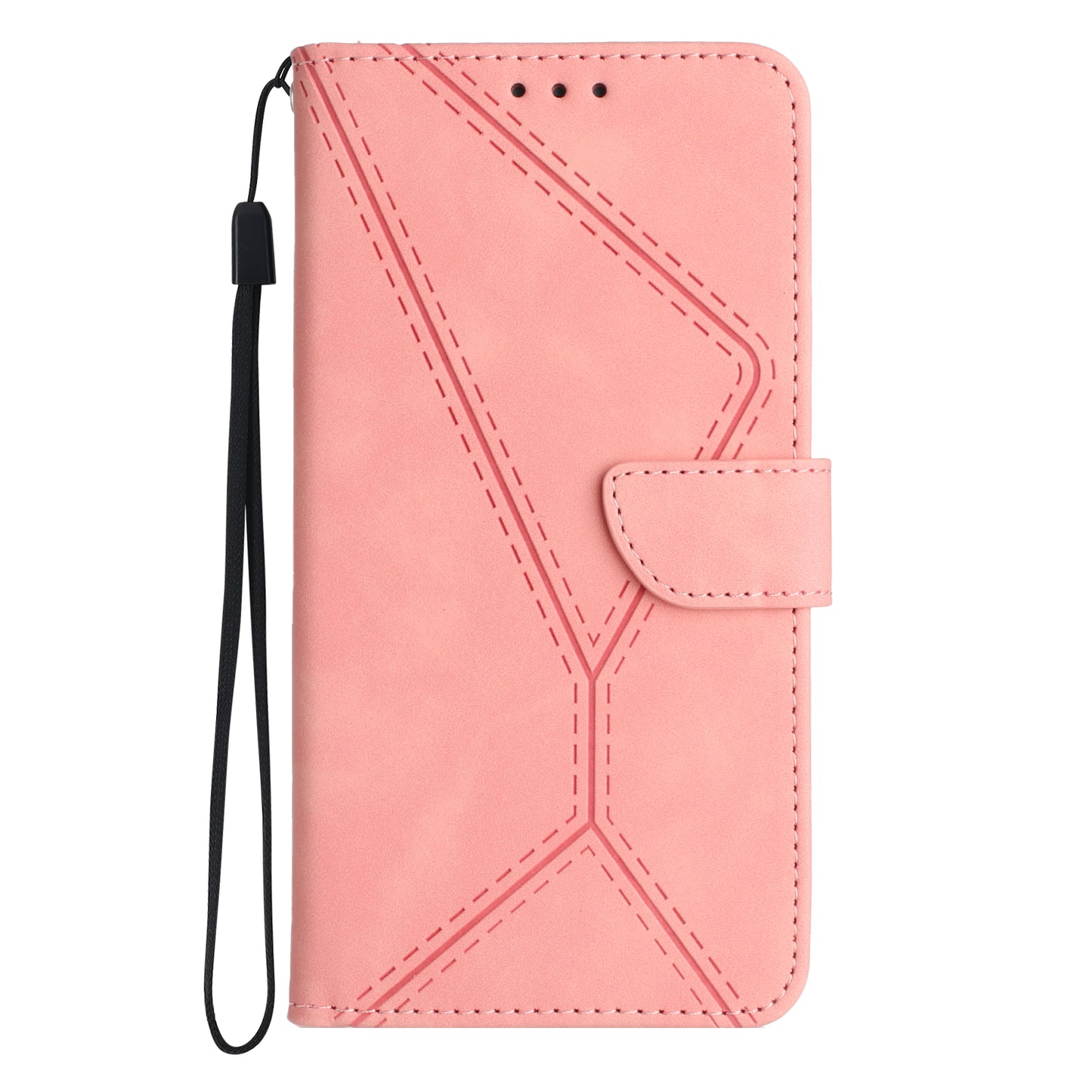 HT05 Flip Leather Cover for Oppo Reno10 Pro+ 5G , Skin-touch Feeling Stand Wallet Imprinted Line Phone Case