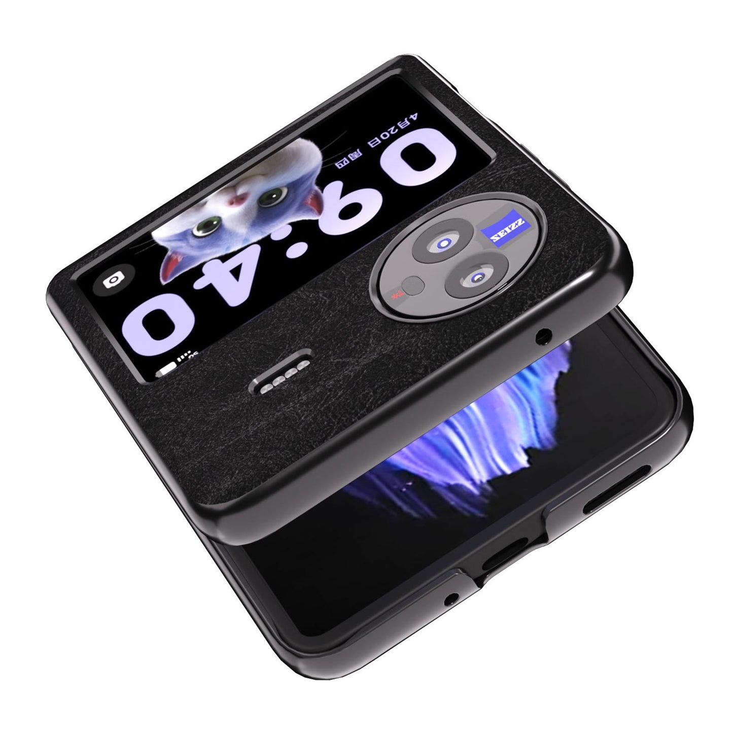 ABEEL For vivo X Flip Litchi Texture Phone Cover PU Leather Coated PC Folding Case