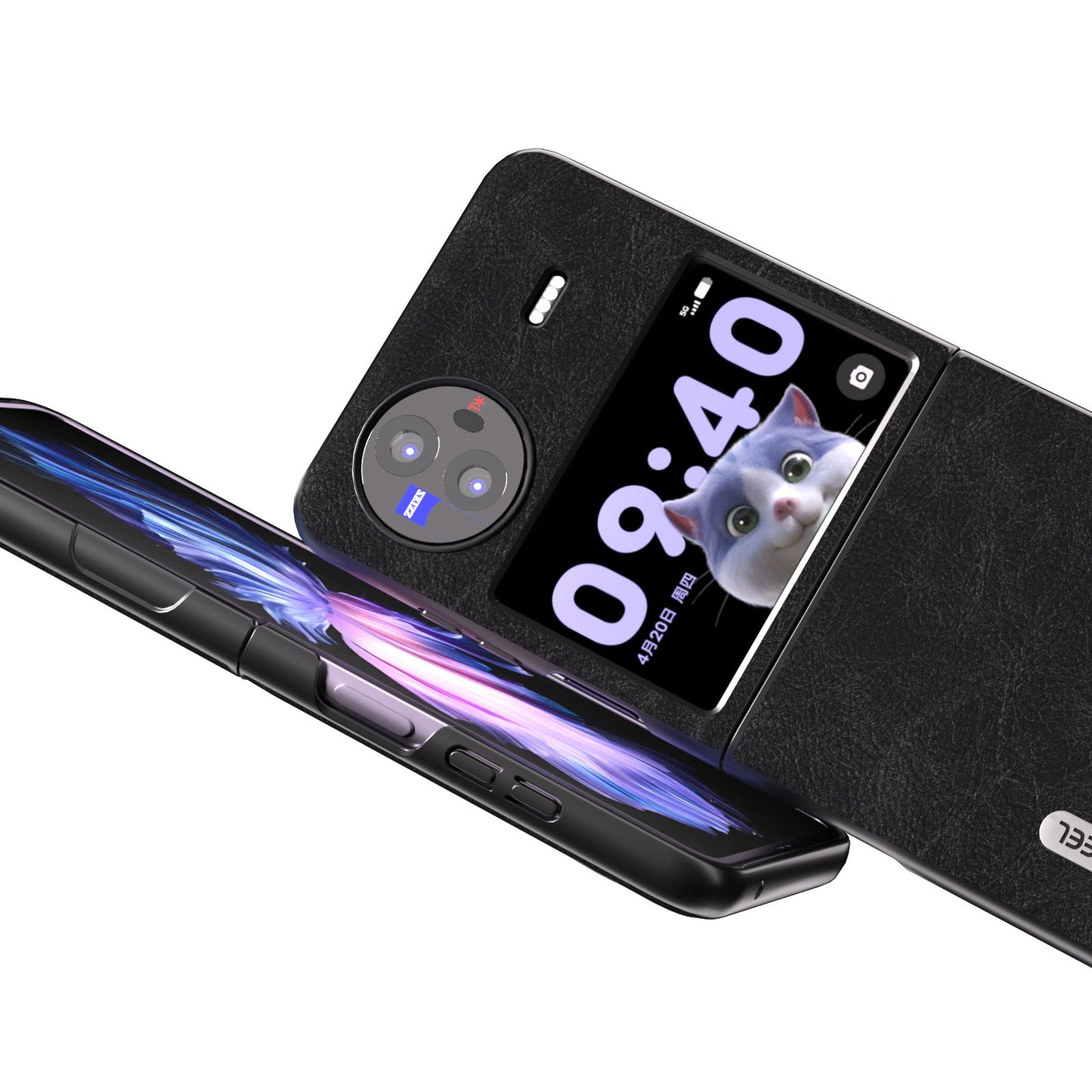 ABEEL For vivo X Flip Litchi Texture Phone Cover PU Leather Coated PC Folding Case