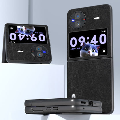 ABEEL For vivo X Flip Litchi Texture Phone Cover PU Leather Coated PC Folding Case