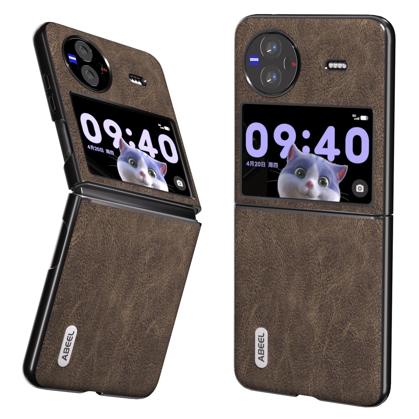 ABEEL For vivo X Flip Litchi Texture Phone Cover PU Leather Coated PC Folding Case