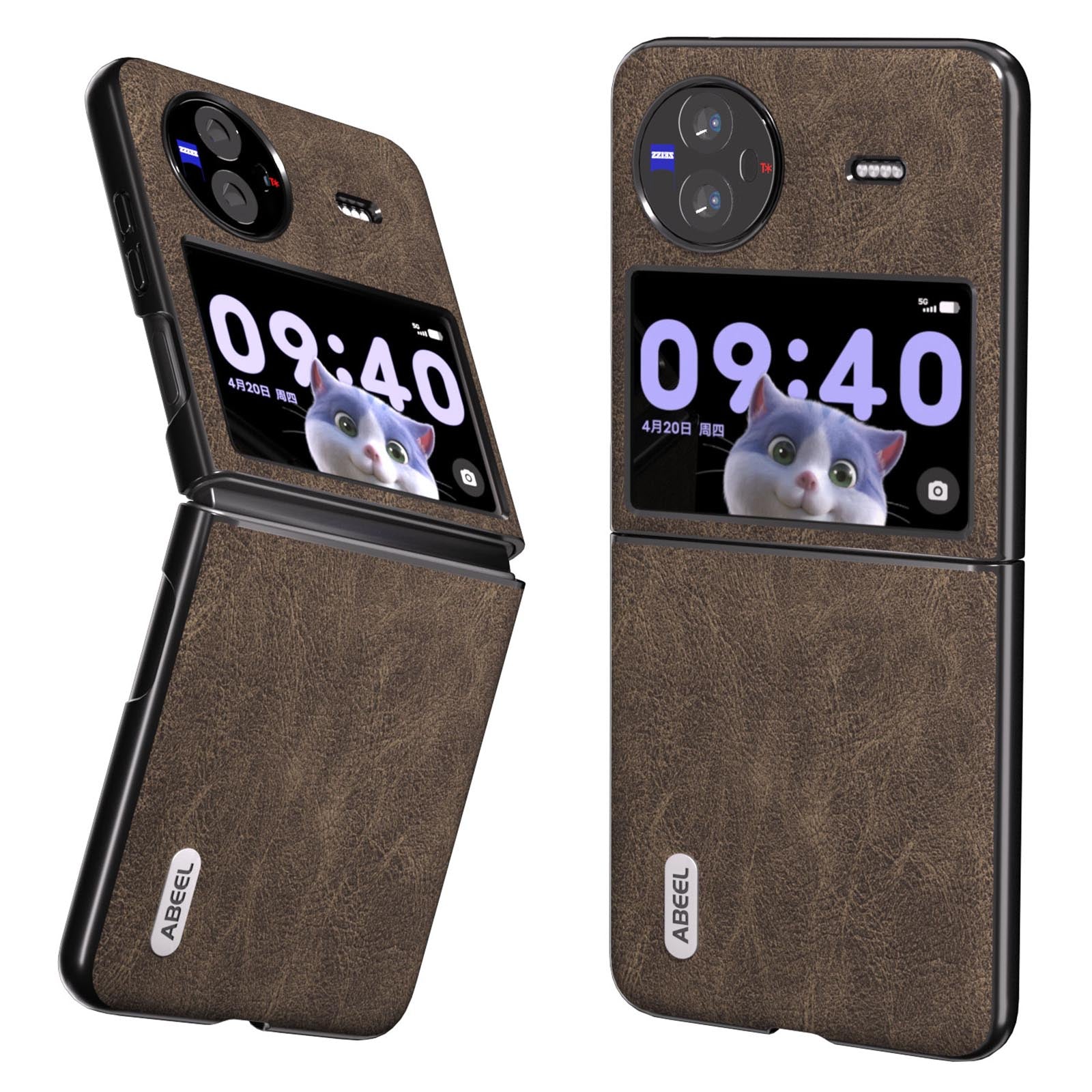 ABEEL For vivo X Flip Litchi Texture Phone Cover PU Leather Coated PC Folding Case