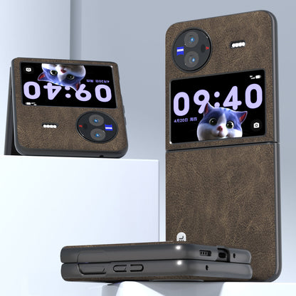 ABEEL For vivo X Flip Litchi Texture Phone Cover PU Leather Coated PC Folding Case