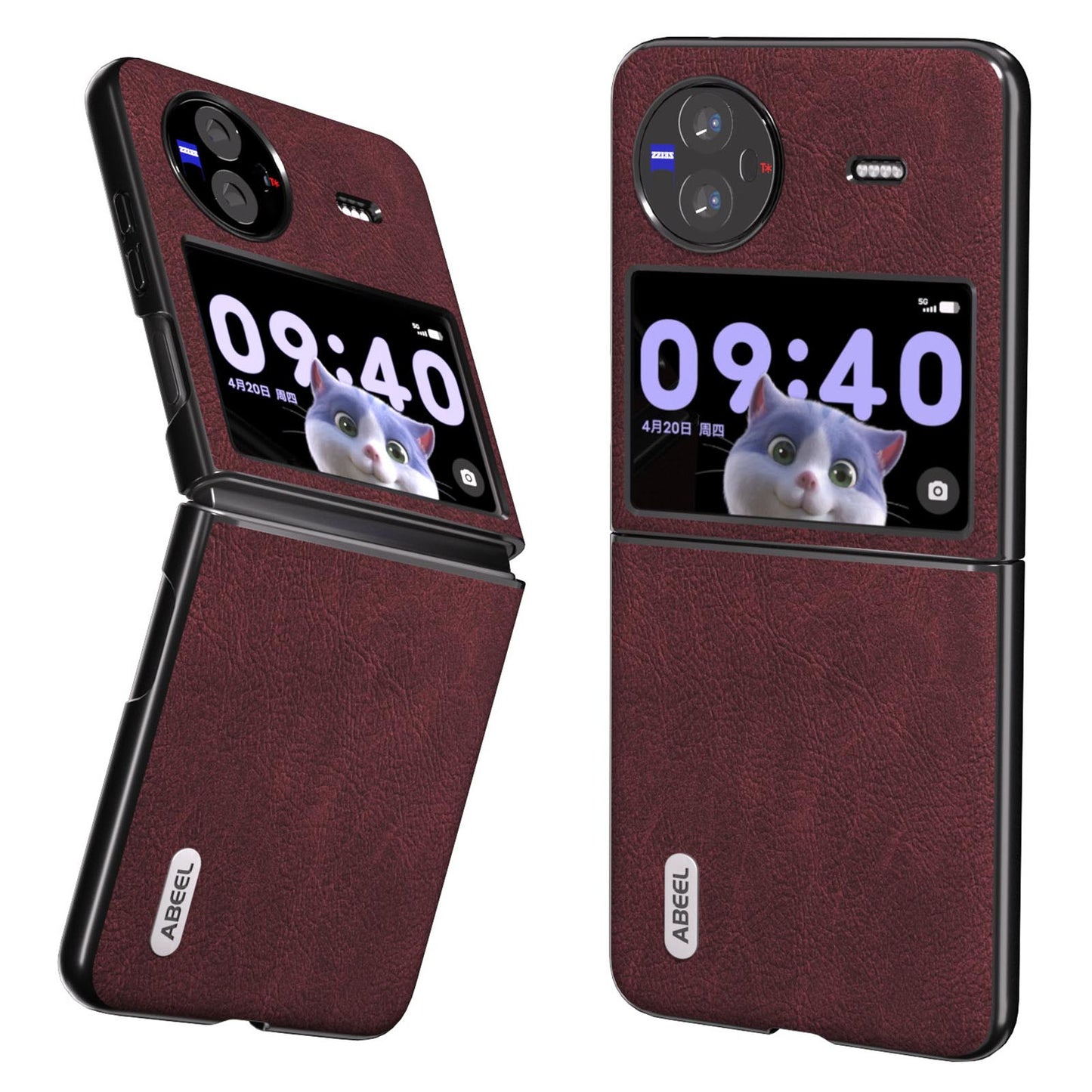 ABEEL For vivo X Flip Litchi Texture Phone Cover PU Leather Coated PC Folding Case