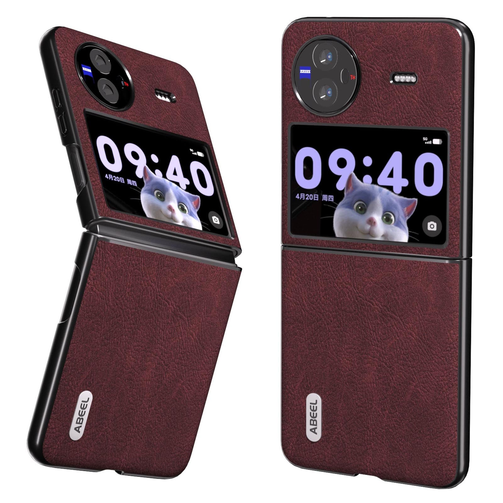 ABEEL For vivo X Flip Litchi Texture Phone Cover PU Leather Coated PC Folding Case