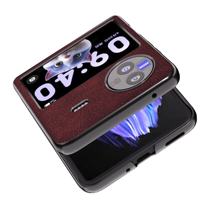 ABEEL For vivo X Flip Litchi Texture Phone Cover PU Leather Coated PC Folding Case