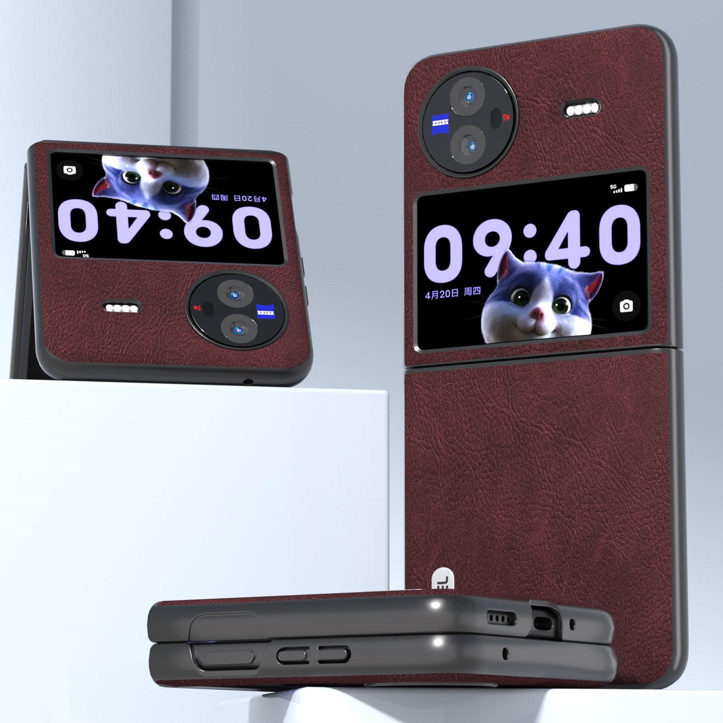 ABEEL For vivo X Flip Litchi Texture Phone Cover PU Leather Coated PC Folding Case