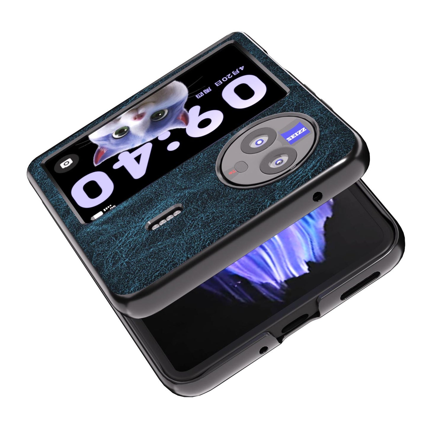 ABEEL For vivo X Flip Litchi Texture Phone Cover PU Leather Coated PC Folding Case