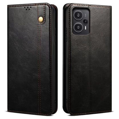 Phone Cover for Xiaomi Redmi Note 12 Turbo / Poco F5 5G Waxy Crazy Horse Texture Leather Case with Stand Wallet