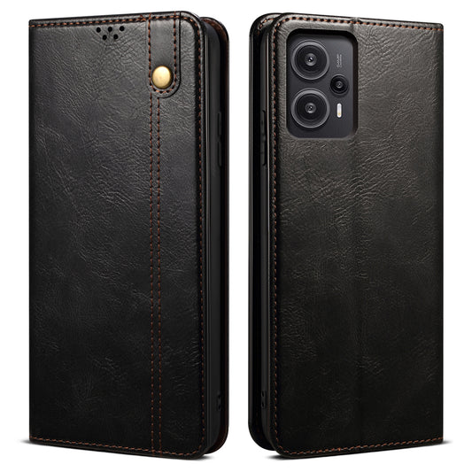 Phone Cover for Xiaomi Redmi Note 12 Turbo / Poco F5 5G Waxy Crazy Horse Texture Leather Case with Stand Wallet