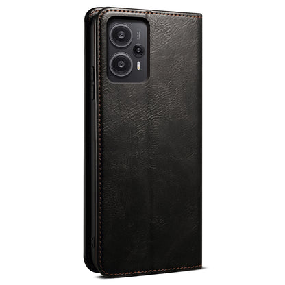 Phone Cover for Xiaomi Redmi Note 12 Turbo / Poco F5 5G Waxy Crazy Horse Texture Leather Case with Stand Wallet