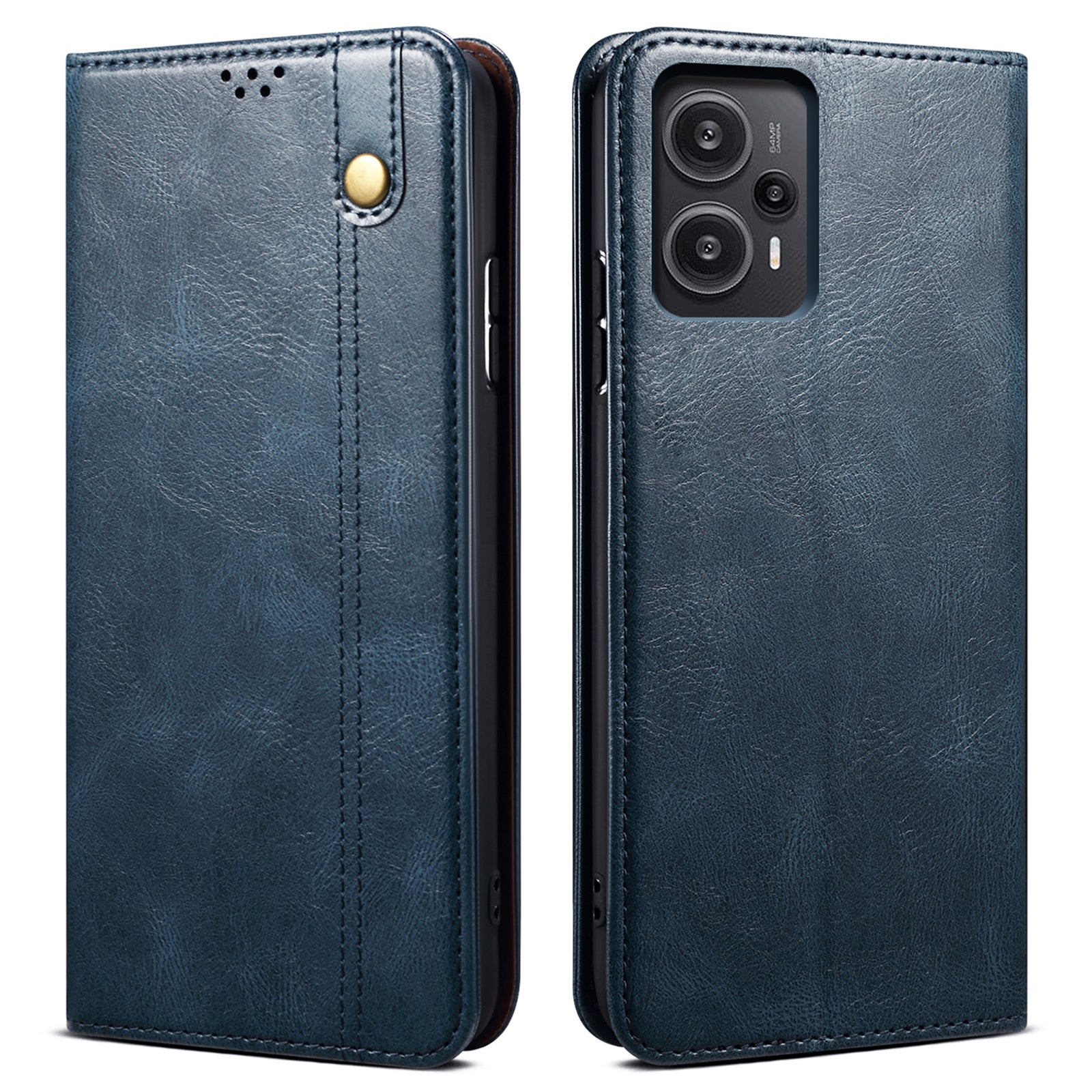 Phone Cover for Xiaomi Redmi Note 12 Turbo / Poco F5 5G Waxy Crazy Horse Texture Leather Case with Stand Wallet