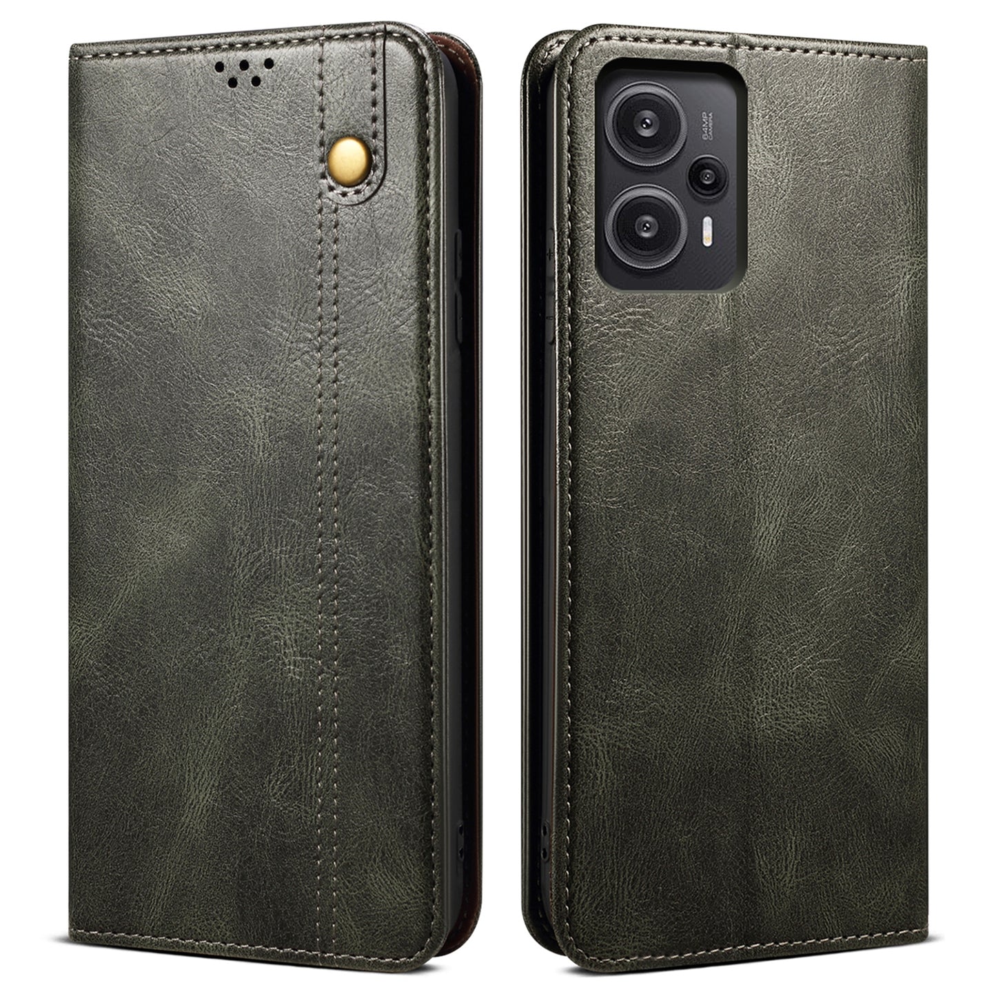 Phone Cover for Xiaomi Redmi Note 12 Turbo / Poco F5 5G Waxy Crazy Horse Texture Leather Case with Stand Wallet