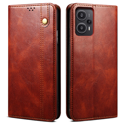 Phone Cover for Xiaomi Redmi Note 12 Turbo / Poco F5 5G Waxy Crazy Horse Texture Leather Case with Stand Wallet