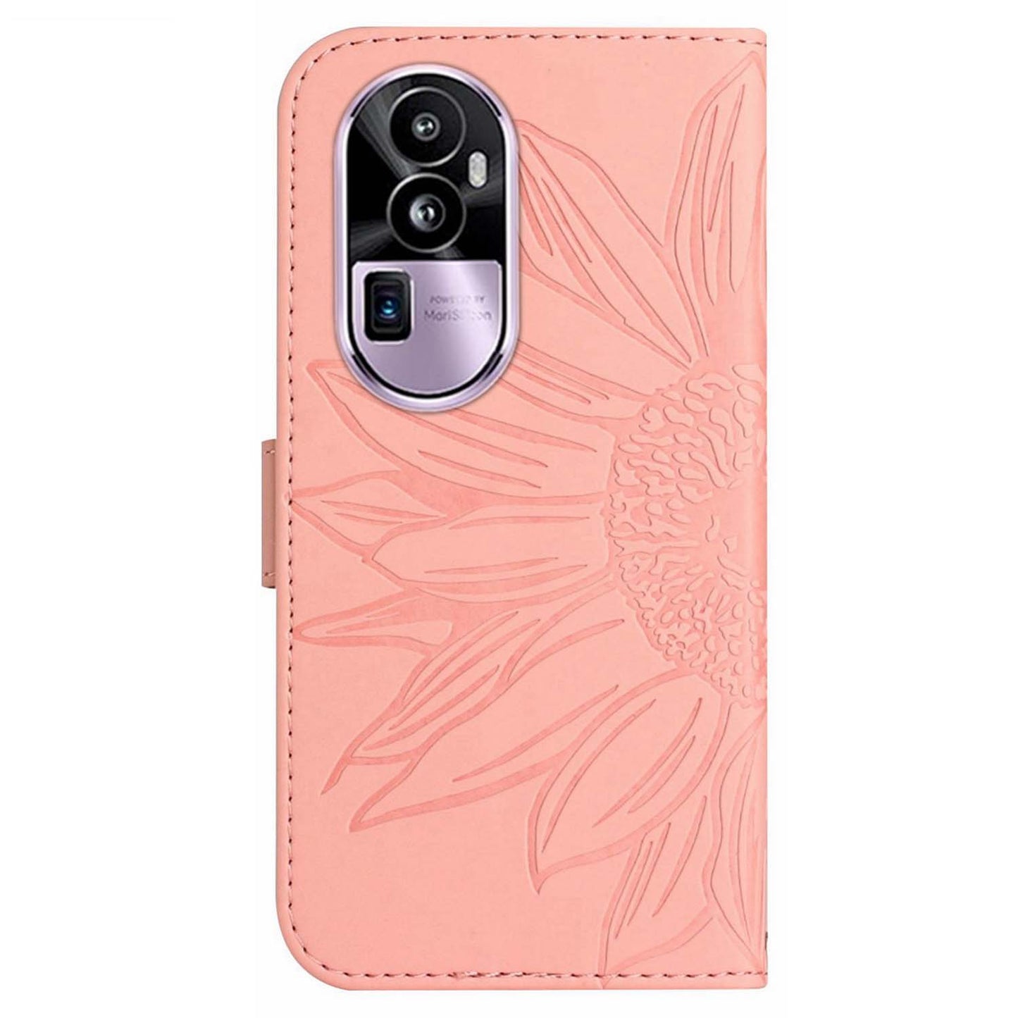 HT04 PU Leather Phone Case for Oppo Reno10 Pro+ 5G Sunflower Imprint Wallet Stand Cover with Shoulder Strap