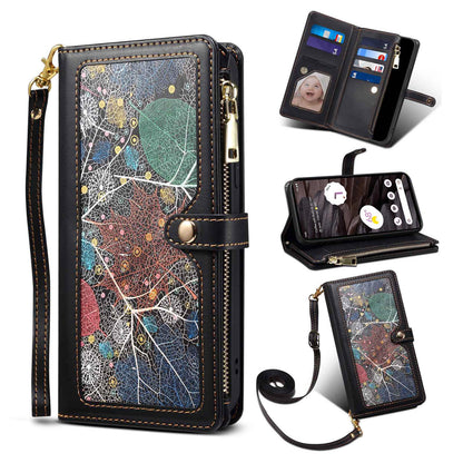 ESEBLE Galaxy Series for Google Pixel 7a PU Leather Phone Case Zipper Pocket RFID Blocking Wallet Stand Cover