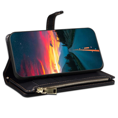 ESEBLE Galaxy Series for Google Pixel 7a PU Leather Phone Case Zipper Pocket RFID Blocking Wallet Stand Cover