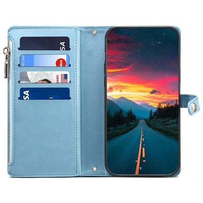 ESEBLE Galaxy Series for Google Pixel 7a PU Leather Phone Case Zipper Pocket RFID Blocking Wallet Stand Cover