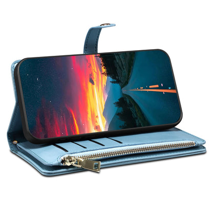 ESEBLE Galaxy Series for Google Pixel 7a PU Leather Phone Case Zipper Pocket RFID Blocking Wallet Stand Cover