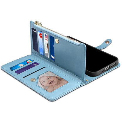 ESEBLE Galaxy Series for Google Pixel 7a PU Leather Phone Case Zipper Pocket RFID Blocking Wallet Stand Cover