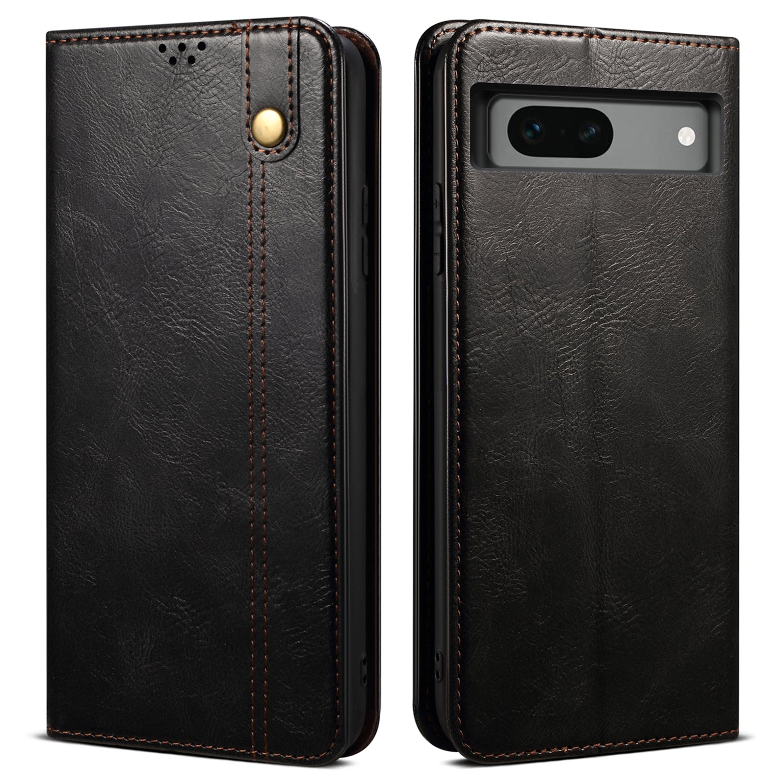 For Google Pixel 7a Waxy Crazy Horse Texture Leather Case Drop Proof Phone Cover with Stand Wallet