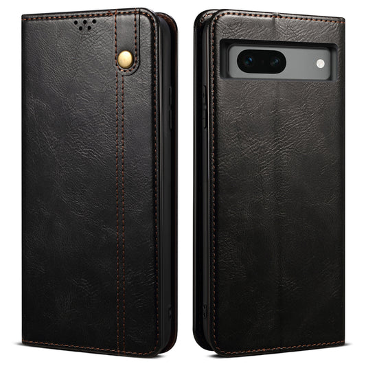 For Google Pixel 7a Waxy Crazy Horse Texture Leather Case Drop Proof Phone Cover with Stand Wallet