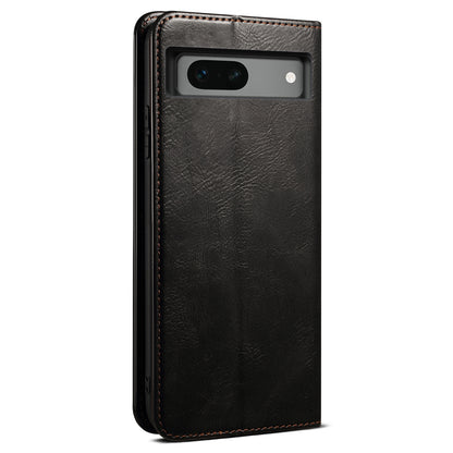 For Google Pixel 7a Waxy Crazy Horse Texture Leather Case Drop Proof Phone Cover with Stand Wallet