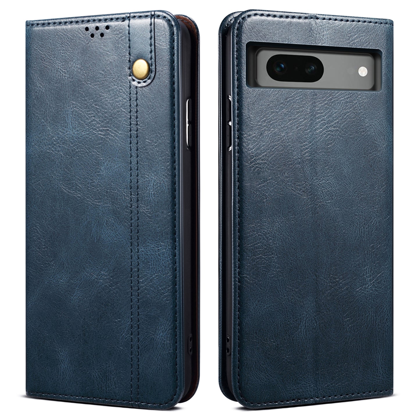 For Google Pixel 7a Waxy Crazy Horse Texture Leather Case Drop Proof Phone Cover with Stand Wallet