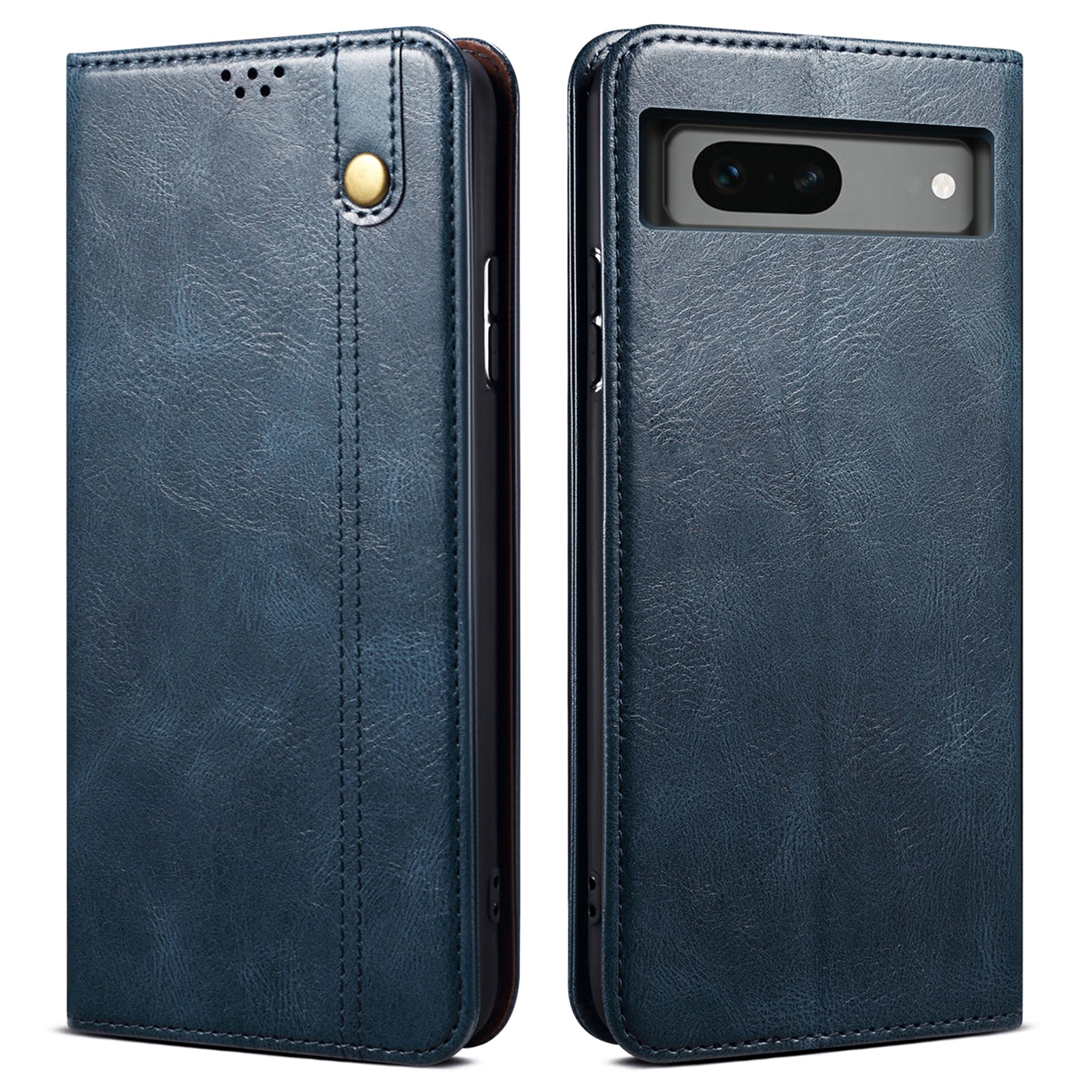 For Google Pixel 7a Waxy Crazy Horse Texture Leather Case Drop Proof Phone Cover with Stand Wallet