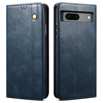 For Google Pixel 7a Waxy Crazy Horse Texture Leather Case Drop Proof Phone Cover with Stand Wallet