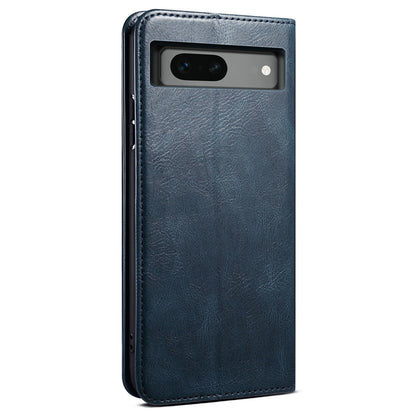 For Google Pixel 7a Waxy Crazy Horse Texture Leather Case Drop Proof Phone Cover with Stand Wallet