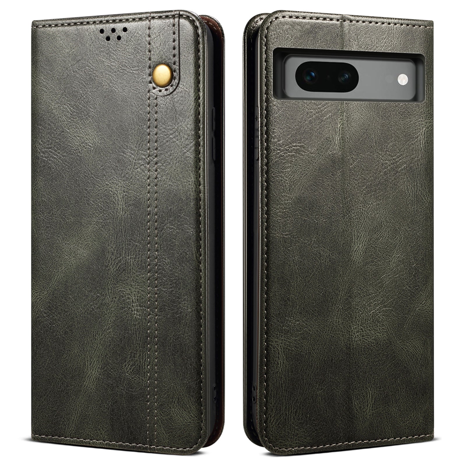 For Google Pixel 7a Waxy Crazy Horse Texture Leather Case Drop Proof Phone Cover with Stand Wallet