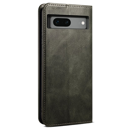 For Google Pixel 7a Waxy Crazy Horse Texture Leather Case Drop Proof Phone Cover with Stand Wallet