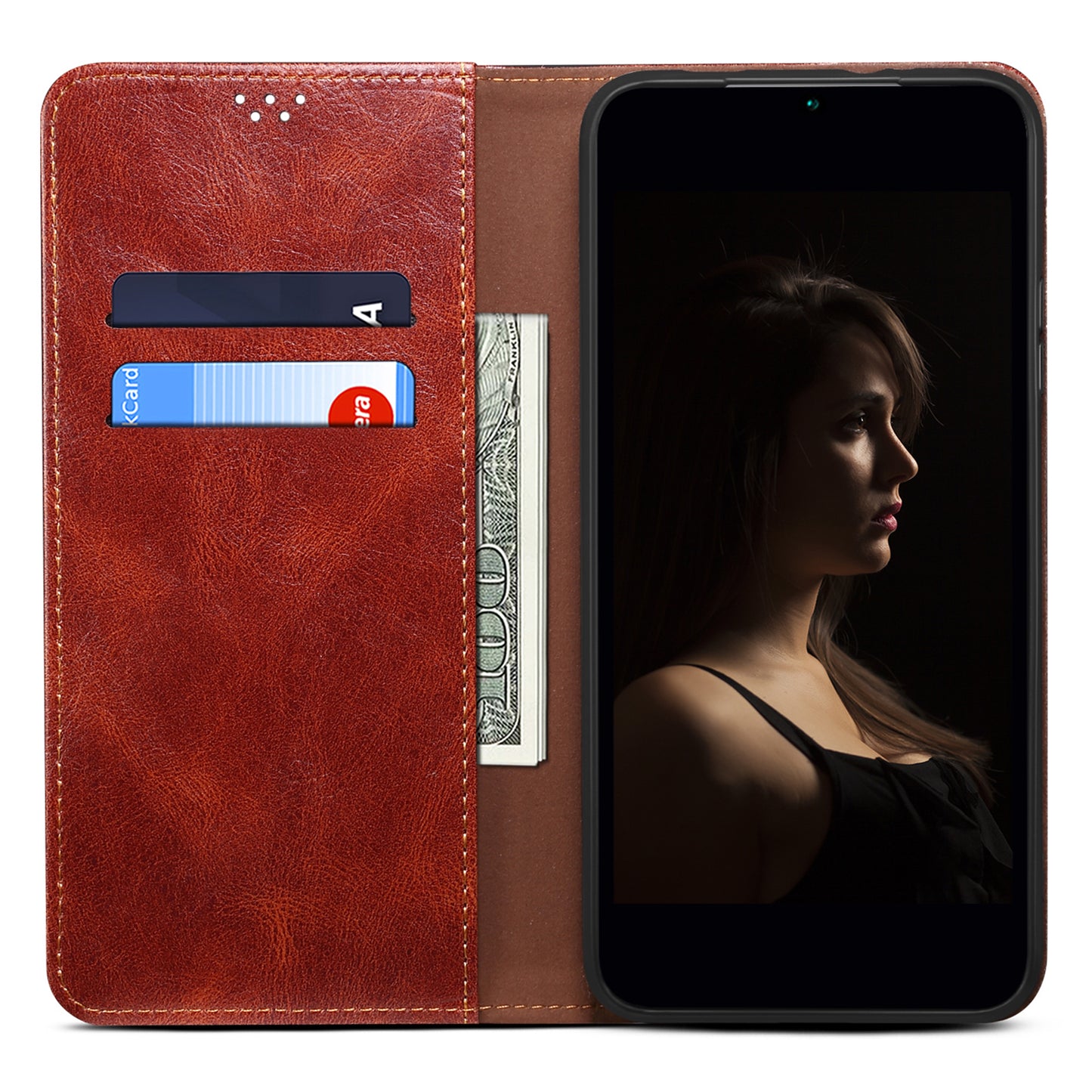 For Google Pixel 7a Waxy Crazy Horse Texture Leather Case Drop Proof Phone Cover with Stand Wallet