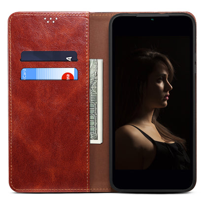 For Google Pixel 7a Waxy Crazy Horse Texture Leather Case Drop Proof Phone Cover with Stand Wallet