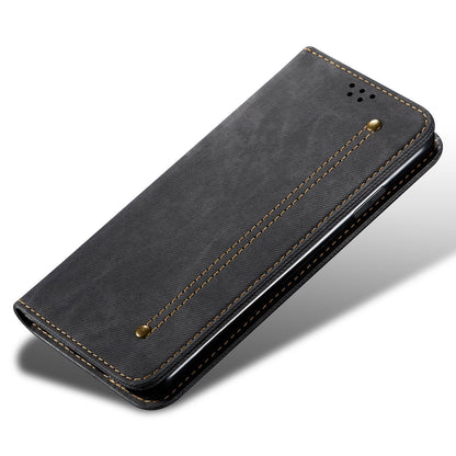 For Google Pixel 7a PU Leather Case Stand Wallet Anti-scratch Jeans Cloth Texture Phone Cover