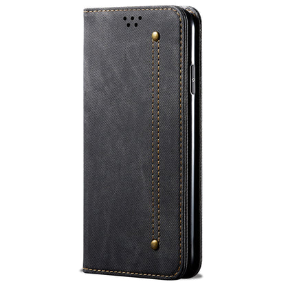 For Google Pixel 7a PU Leather Case Stand Wallet Anti-scratch Jeans Cloth Texture Phone Cover