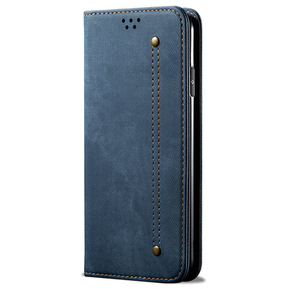 For Google Pixel 7a PU Leather Case Stand Wallet Anti-scratch Jeans Cloth Texture Phone Cover