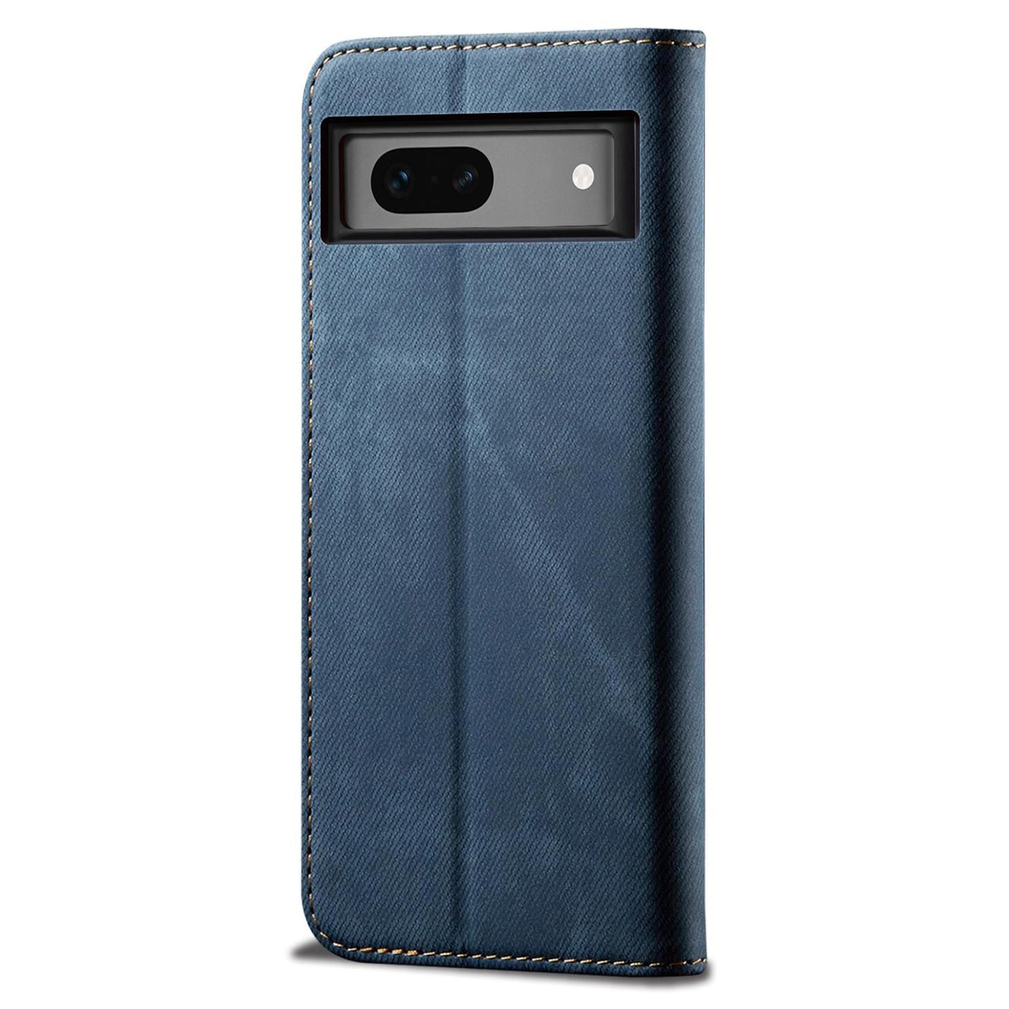 For Google Pixel 7a PU Leather Case Stand Wallet Anti-scratch Jeans Cloth Texture Phone Cover