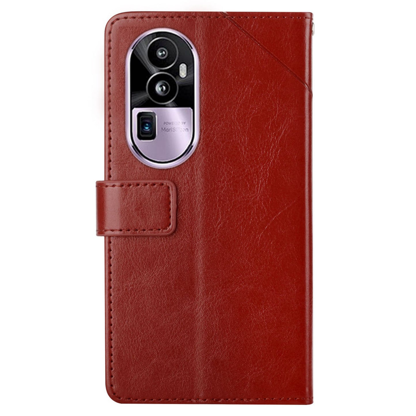 HT01 For Oppo Reno10 Pro+ 5G Y-shaped Line Imprinting Phone Stand Cover PU Leather Case Wallet