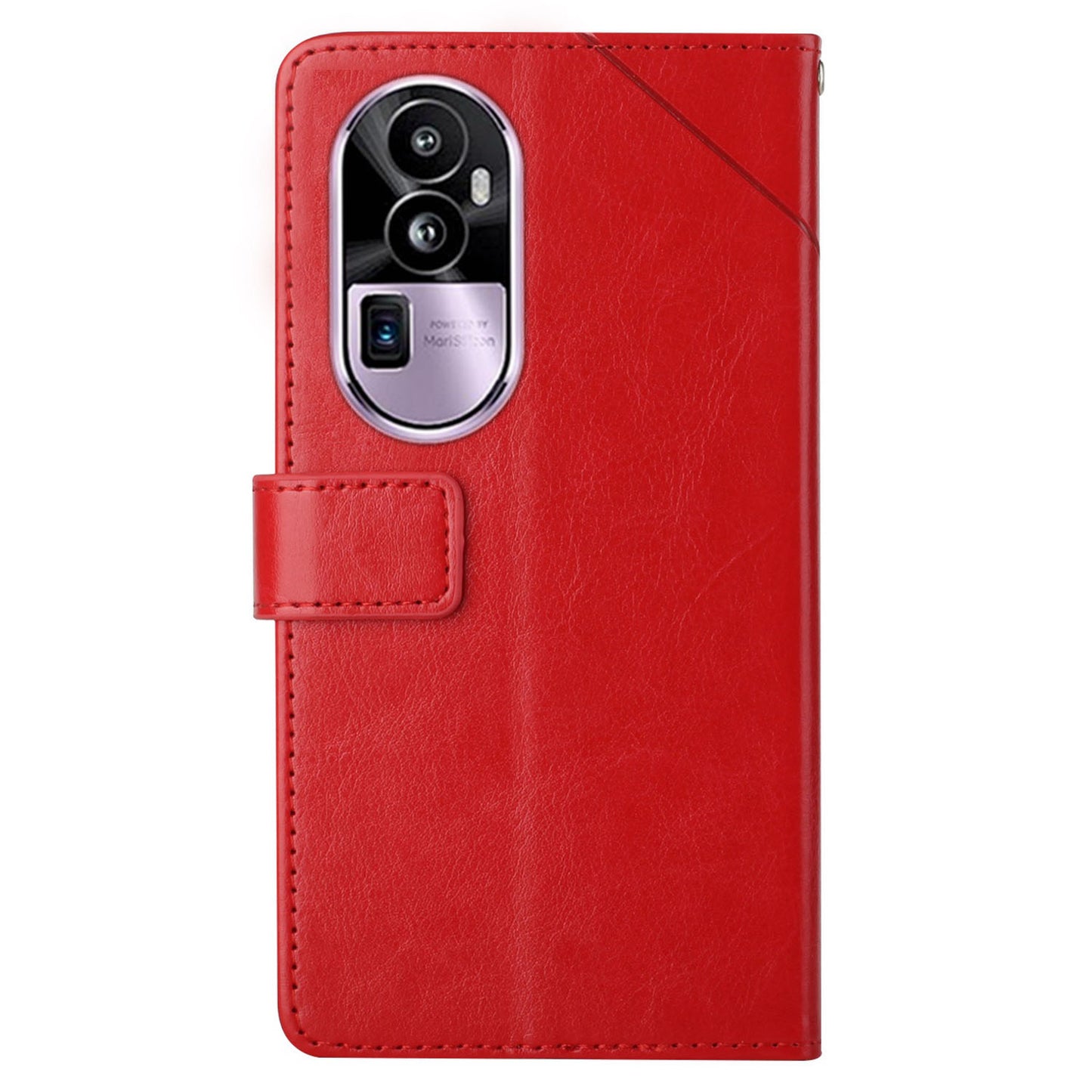 HT01 For Oppo Reno10 Pro+ 5G Y-shaped Line Imprinting Phone Stand Cover PU Leather Case Wallet